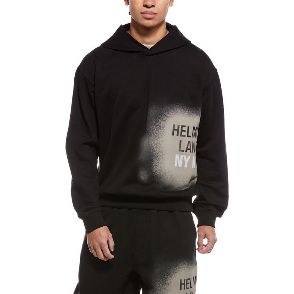 Helmut Lang Mens  Spray Hoodie, Black